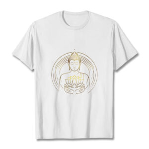 Buddha Stones Golden Buddha Holding A Lotus Flower Tee T-shirt