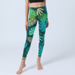 Buddha Stones Various Shapes Of Leaves Pattern Print Gym Leggings Women's Yoga Pants - image 6