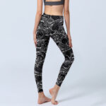Buddha Stones White Line Waves Pattern Print Gym Leggings Women's Yoga Pants - image 4