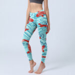 Buddha Stones Koi Fish Wave Pattern Print Gym Leggings Women's Yoga Pants - Cyan - US18，UK/AU22，EU50 (4XL) - image 1
