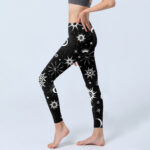 Buddha Stones Sun Moon Star Pattern Print Gym Leggings Women's Yoga Pants - image 3