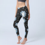 Buddha Stones White Dandelion Pattern Print Gym Leggings Women's Yoga Pants - Black - US18，UK/AU22，EU50 (4XL) - image 1