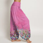 Buddha Stones Casual Colorful Wildflower Field Pattern Women's Elastic Waist Harem Pants - image 10