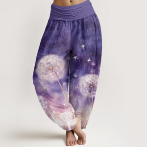 Buddha Stones Casual Dandelion Pattern Women's Elastic Waist Harem Pants - DarkViolet - US22，UK/AU26，EU54 (6XL) - image 1