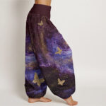 Buddha Stones Casual Nebulae Butterfly Pattern Women's Elastic Waist Harem Pants - image 7