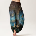 Buddha Stones Casual Nebulae Butterfly Pattern Women's Elastic Waist Harem Pants - image 9