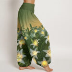 Buddha Stones Casual Lily Pattern Women's Elastic Waist Harem Pants - image 10