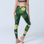 Buddha Stones Blooming Lotus Flower Lotus Leaves Pattern Print Gym Leggings Women's Yoga Pants - image 5