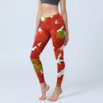 Buddha Stones Crane Mount Fuji Pine Tree Pattern Print Gym Leggings Women's Yoga Pants - Crimson - US18，UK/AU22，EU50 (4XL) - image 1