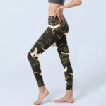 Buddha Stones Soaring Crane Pine Tree Pattern Print Gym Leggings Women's Yoga Pants - image 3
