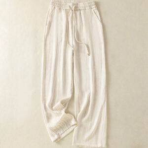 Buddha Stones Artistic Casual Vertical Lines Pattern Drawstring Ankle-length Women's Pants With Pockets