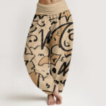 Buddha Stones Casual Playful Doodl Line Pattern Women's Elastic Waist Harem Pants - PaleGoldenrod - US22，UK/AU26，EU54 (6XL) - image 1