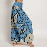 Buddha Stones Casual Playful Doodl Line Pattern Women's Elastic Waist Harem Pants - image 7