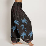 Buddha Stones Casual Floral Scroll Tropical Palm Pattern Women's Elastic Waist Harem Pants - image 3