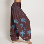 Buddha Stones Casual Floral Scroll Tropical Palm Pattern Women's Elastic Waist Harem Pants - image 7
