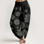 Buddha Stones Casual Mandala Pattern Women's Elastic Waist Harem Pants - Black - US22，UK/AU26，EU54 (6XL) - image 1