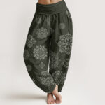 Buddha Stones Casual Mandala Pattern Women's Elastic Waist Harem Pants - DarkOliveGreen - US22，UK/AU26，EU54 (6XL) - image 8