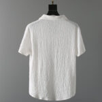 Buddha Stones 2Pcs Solid Color Wrinkle V-Neck Short Sleeve T-shirt Pants Clothing Men's Set - image 10