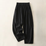 Buddha Stones Summer Daily Solid Color Elastic Waistband Design Women's Wide Leg S Cotton Linen Pants With Pockets - Black - US12，UK/AU16，EU44 (2XL) - image 23