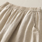 Buddha Stones Summer Daily Solid Color Elastic Waistband Design Women's Wide Leg S Cotton Linen Pants With Pockets - image 2