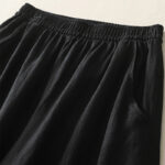 Buddha Stones Summer Daily Solid Color Elastic Waistband Design Women's Wide Leg S Cotton Linen Pants With Pockets - image 25