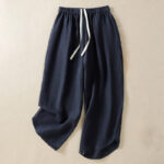 Buddha Stones Casual Plain Drawstring Design Women's Cotton 7-8 Length Pants With Pockets - MidnightBlue - US12，UK/AU16，EU44 (2XL) - image 1