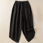 Buddha Stones Casual Plain Drawstring Design Women's Cotton 7-8 Length Pants With Pockets - image 14