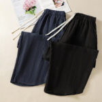Buddha Stones Casual Plain Drawstring Design Women's Cotton 7-8 Length Pants With Pockets - image 22