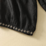 Buddha Stones Casual Retro Drawstring Embroidery Design Women's Cotton Linen 7-8 Length Pants With Pockets - image 13