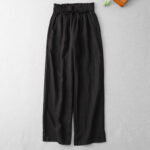 Buddha Stones Casual High Waist Ruffled Drawstring Design Women's Wide Leg Cotton Pants With Pockets - image 18