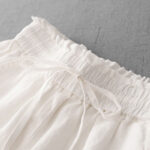 Buddha Stones Casual High Waist Ruffled Drawstring Design Women's Wide Leg Cotton Pants With Pockets - image 14