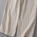 Buddha Stones Casual High Waist Ruffled Drawstring Design Women's Wide Leg Cotton Pants With Pockets - image 8