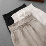 Buddha Stones Casual High Waist Ruffled Drawstring Design Women's Wide Leg Cotton Pants With Pockets - image 25