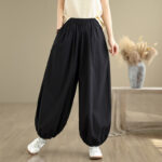 Buddha Stones Commute Summer Plain Women's Cotton Bloomers Pants With Pockets - image 3