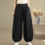 Buddha Stones Commute Summer Plain Women's Cotton Bloomers Pants With Pockets - image 4
