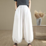 Buddha Stones Commute Summer Plain Women's Cotton Bloomers Pants With Pockets - image 9