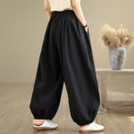 Buddha Stones Commute Summer Plain Women's Cotton Bloomers Pants With Pockets - image 2