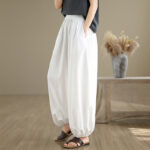 Buddha Stones Commute Summer Plain Women's Cotton Bloomers Pants With Pockets - image 11