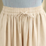 Buddha Stones Spring Embroidery Lace Hem Patchwork Drawstring Design Women's Wide Leg Cotton Pants With Pockets - image 5