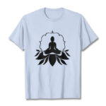 Buddha Stones Meditating Buddha Seated on Grass Tee T-shirt - LightCyan - 2XL - image 19
