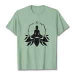 Buddha Stones Meditating Buddha Seated on Grass Tee T-shirt - PaleGreen - 2XL - image 15