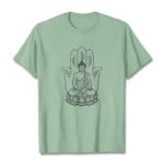 Buddha Stones Meditating Buddha Seated Hand Leaves Lotus Base Tee T-shirt - PaleGreen - 2XL - image 15