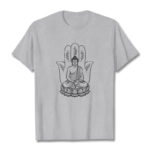 Buddha Stones Meditating Buddha Seated Hand Leaves Lotus Base Tee T-shirt - LightGrey - 2XL - image 20