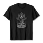Buddha Stones Meditating Buddha Seated Hand Leaves Lotus Base Tee T-shirt - Black - 2XL - image 5