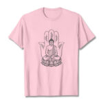 Buddha Stones Meditating Buddha Seated Hand Leaves Lotus Base Tee T-shirt - LightPink - 2XL - image 13