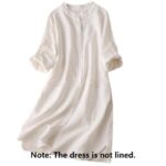 Buddha Stones Vintage Casual Plain Buttons Design Long Sleeve Stand Collar Cotton Linen Maxi Dress With Pockets - image 11
