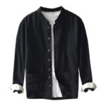 Buddha Stones Causal Solid Color Men's Buttons Long Sleeve Cotton Linen Shirt With Pockets - image 16