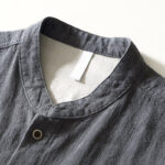 Buddha Stones Causal Solid Color Men's Buttons Long Sleeve Cotton Linen Shirt With Pockets - image 18
