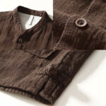 Buddha Stones Causal Solid Color Men's Buttons Long Sleeve Cotton Linen Shirt With Pockets - image 7