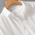 Buddha Stones Casual Embroidery Match Flame Pattern Lapel Men's Short Sleeve Cotton Shirt With Pocket - image 3